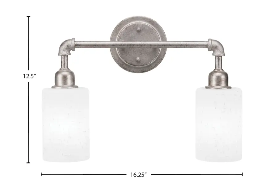 Vintage 2 Light Bath Bar in Aged Silver with White Muslin Glass - Image 2