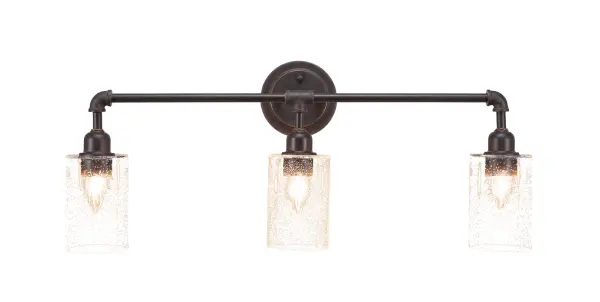 Vintage 3 Light Bath Bar in Dark Granite with Clear Bubble Glass - Image 1