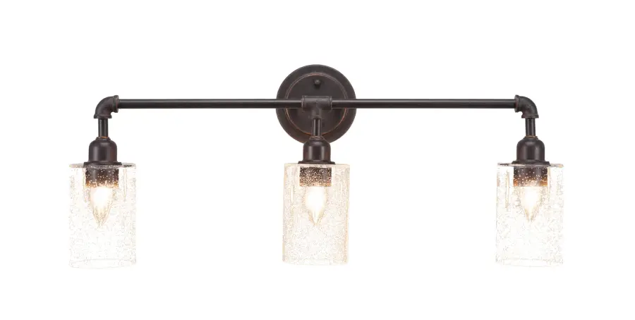 Vintage 3 Light Bath Bar in Dark Granite with Clear Bubble Glass - Image 1