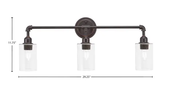 Vintage 3 Light Bath Bar in Dark Granite with Clear Bubble Glass - Image 2