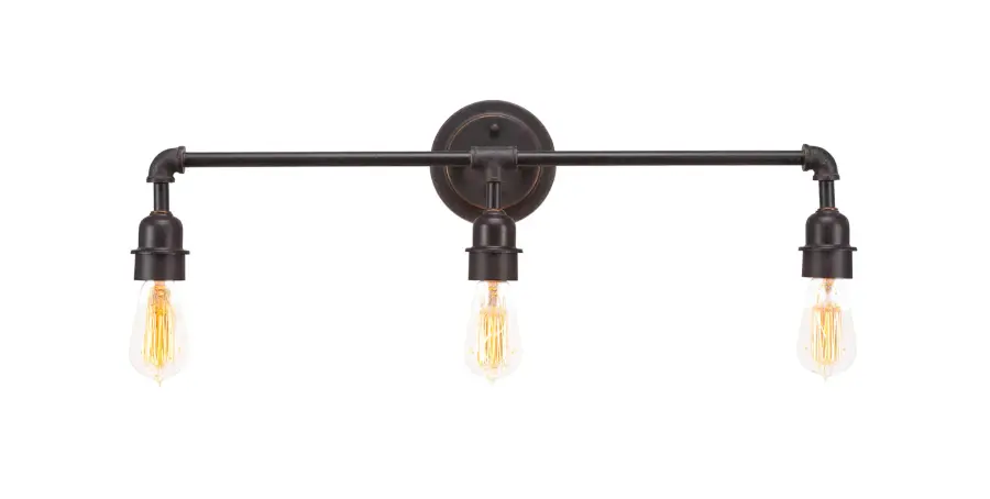 Vintage 3 Light Bath Bar in Dark Granite with Amber Antique Bulbs - Image 1