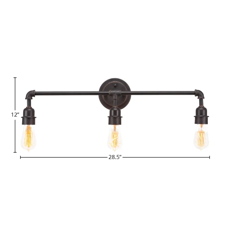 Vintage 3 Light Bath Bar in Dark Granite with Amber Antique Bulbs - Image 2