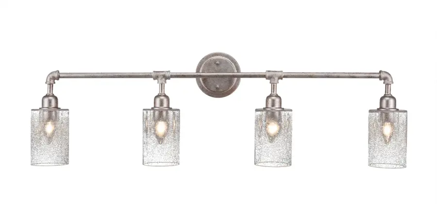 Vintage 4 Light Bath Bar with Clear Bubble Glass - Image 1