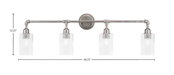 Vintage 4 Light Bath Bar with Clear Bubble Glass - Image 2