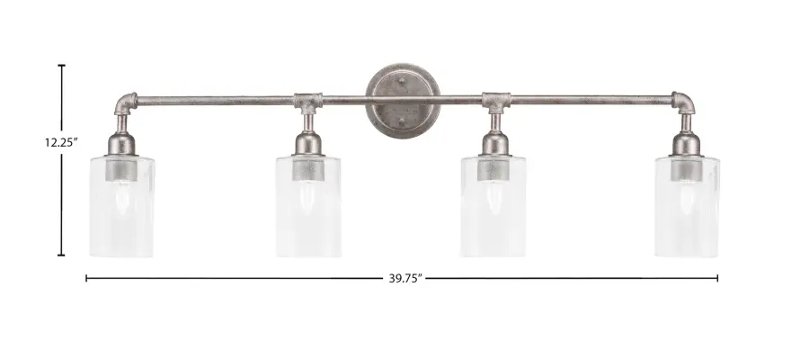 Vintage 4 Light Bath Bar with Clear Bubble Glass - Image 2