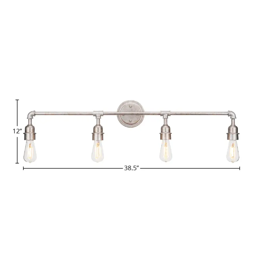 Vintage 4 Light Bath Bar in Aged Silver with Clear Antique LED Bulbs - Image 2
