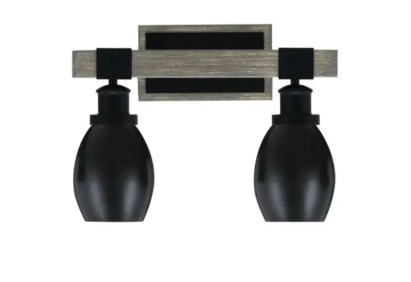 Tacoma 2-Light Bath Bar in Matte Black & Distressed Wood - Image 1