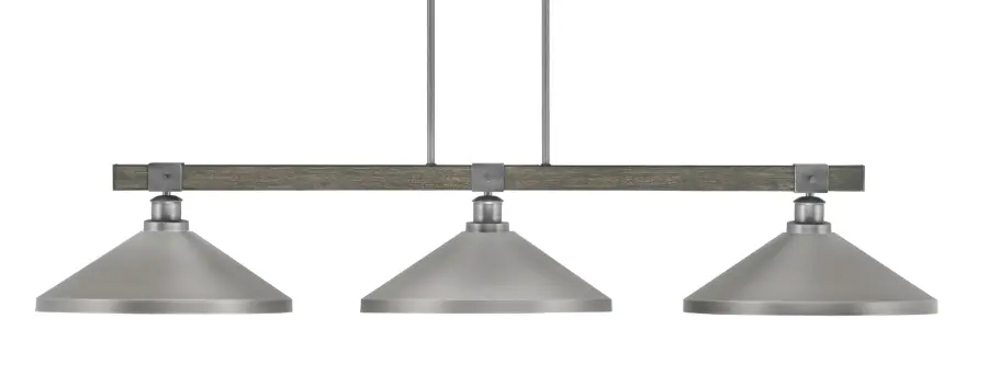 Tacoma 3-Light Island Pendant in Graphite & Distressed Wood - Image 1