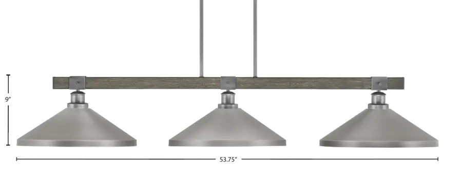 Tacoma 3-Light Island Pendant in Graphite & Distressed Wood - Image 2