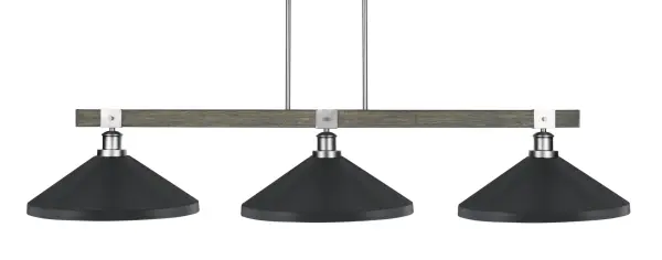 The Tacoma 3-Light Bar combines industrial metal shades with rustic distressed wood accents for a versatile modern farmhouse aesthetic. Its 53.75-inch length makes it ideal for kitchen islands and dining tables.