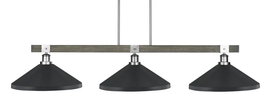 Tacoma 3-Light Island Pendant in Graphite & Distressed Wood - Image 1