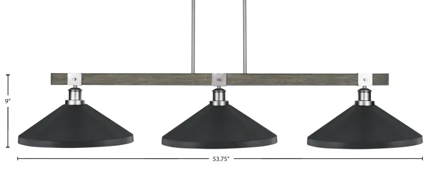 Tacoma 3-Light Island Pendant in Graphite & Distressed Wood - Image 2