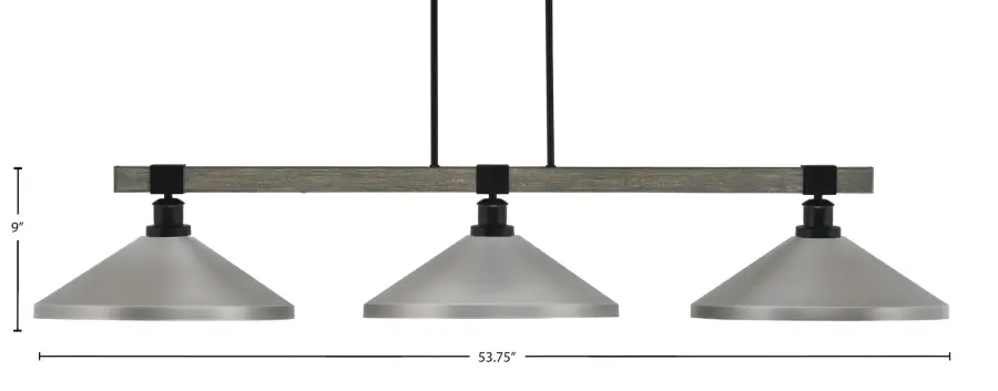 Tacoma 3-Light Island Pendant in Matte Black & Distressed Wood - Image 2