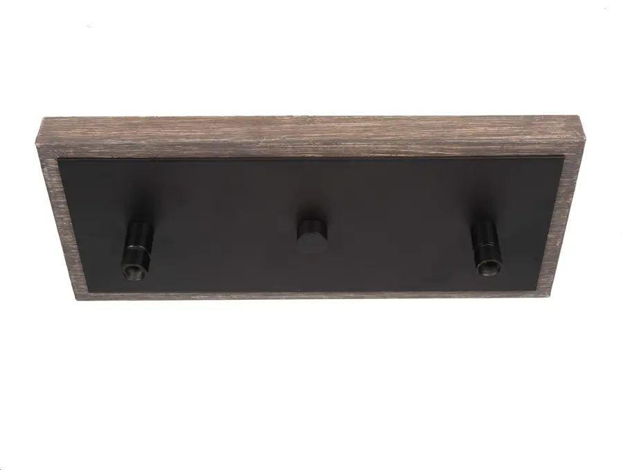 Tacoma 3-Light Island Pendant in Matte Black & Distressed Wood - Image 3