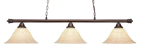 Illuminate Your Space With The Stunning Round 3 Light Bar, Showcased In A Beautiful Bronze Finish. The Elegant 14" Tea Stained Glass Creates A Warm And Inviting Glow, Perfect For Any Room In Your Home. Crafted With Attention To Detail, This Light Bar Is A Perfect Blend Of Style And Functionality.