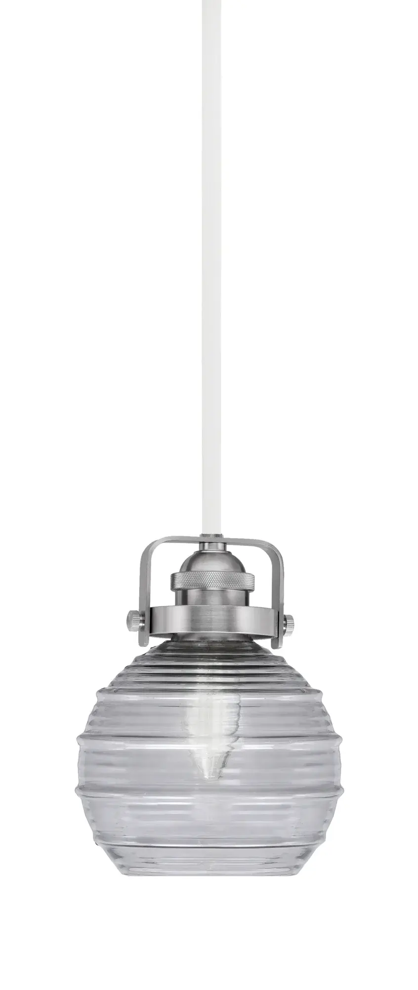 Easton Stem Hung Mini Pendant with Smoke Ribbed Glass - Image 1