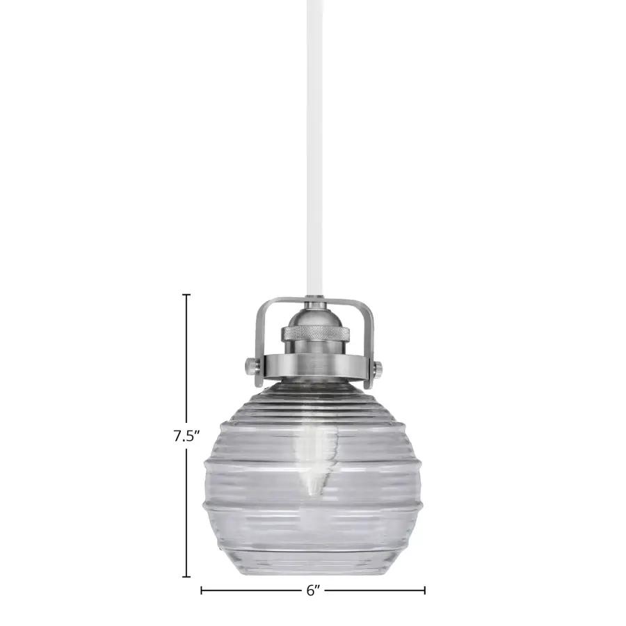Easton Stem Hung Mini Pendant with Smoke Ribbed Glass - Image 2
