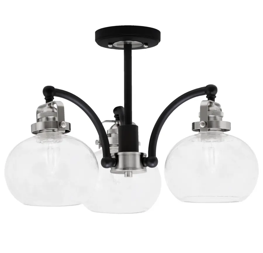 Easton 3 Light Semi-Flush with Clear Bubble Glass - Image 1