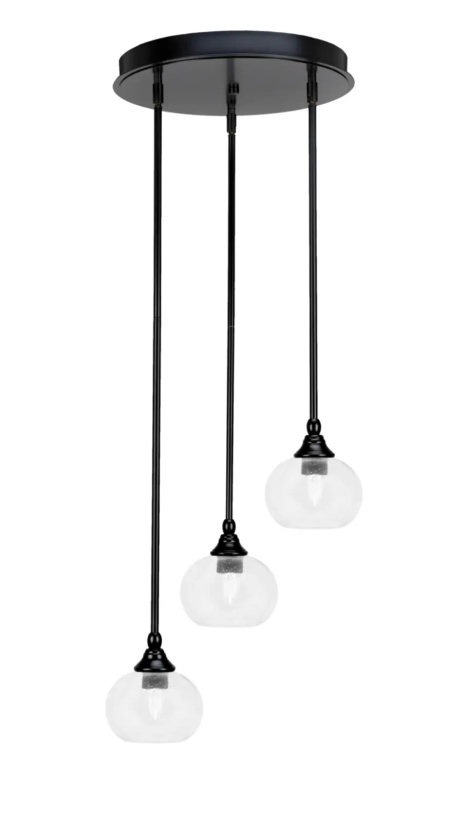 Empire 3-Light Cluster Pendant with Clear Bubble Glass - Image 1
