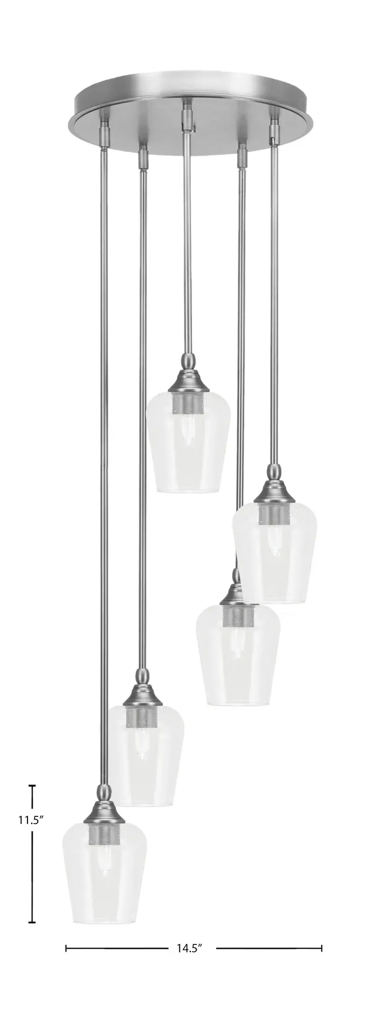 Empire 5-Light Cluster Pendant in Brushed Nickel with Clear Bubble Glass - Image 2