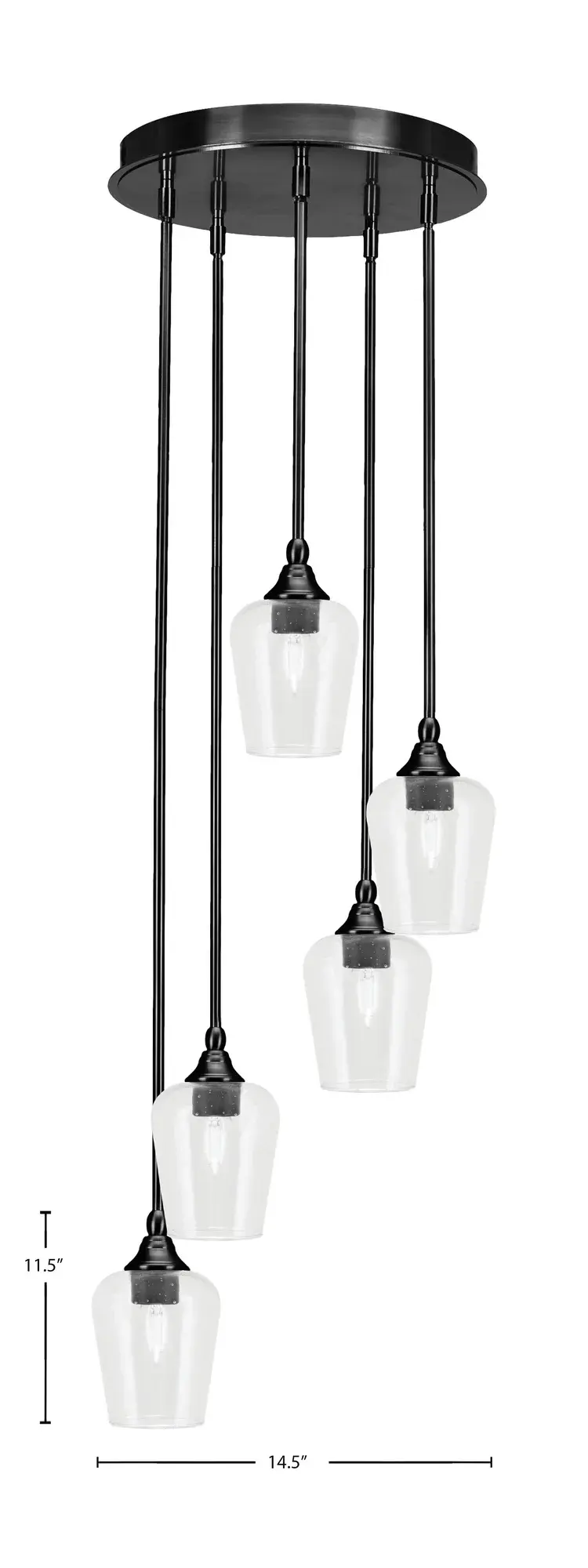 Empire 5-Light Cluster Pendant with Clear Bubble Glass - Image 2