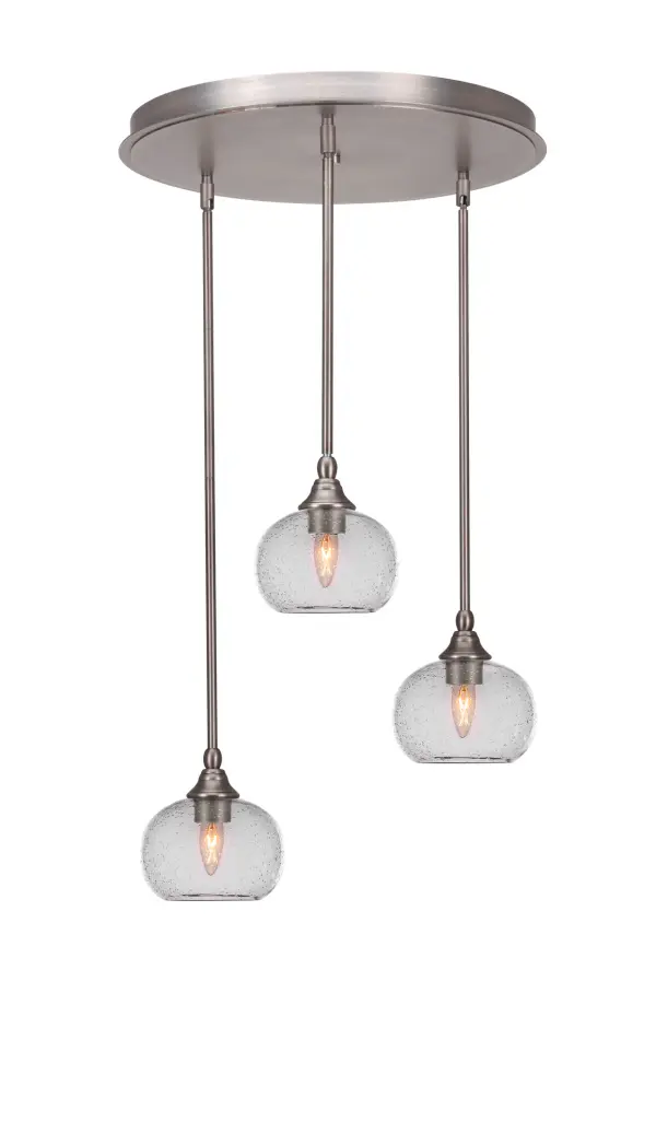 Empire 3-Light Cluster Pendant with Clear Bubble Glass