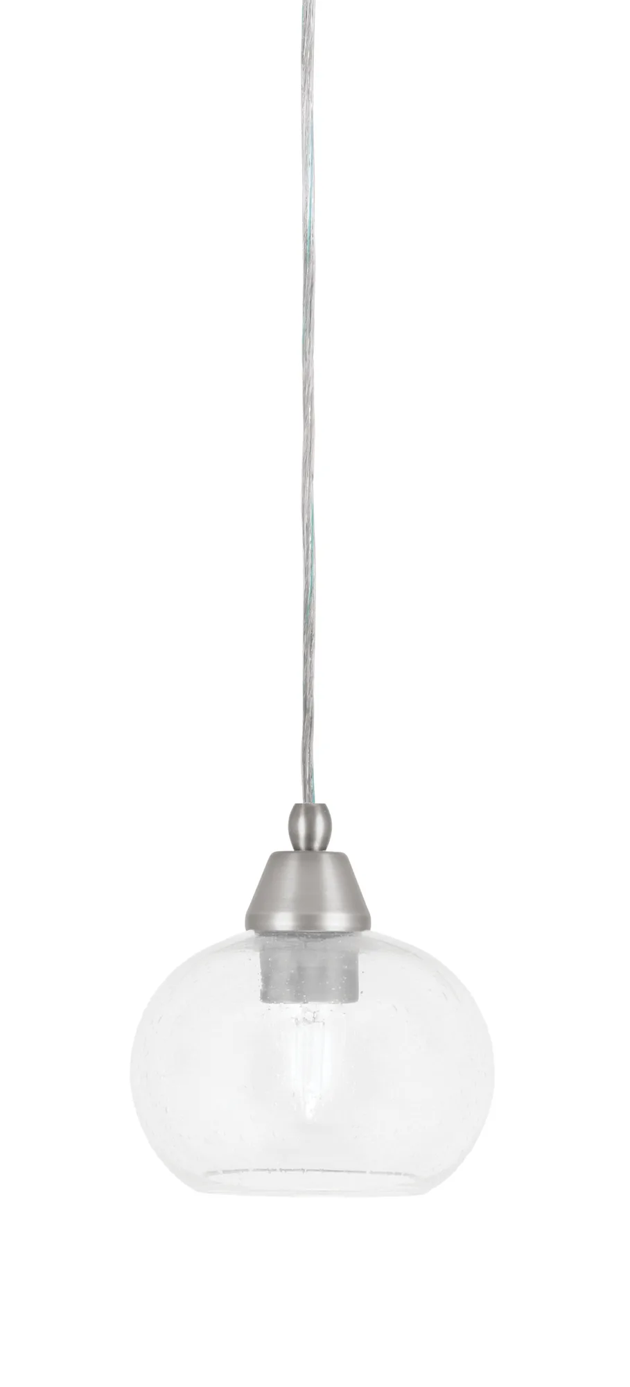 Toltec Lighting Cord Mini Pendant with Clear Bubble Glass