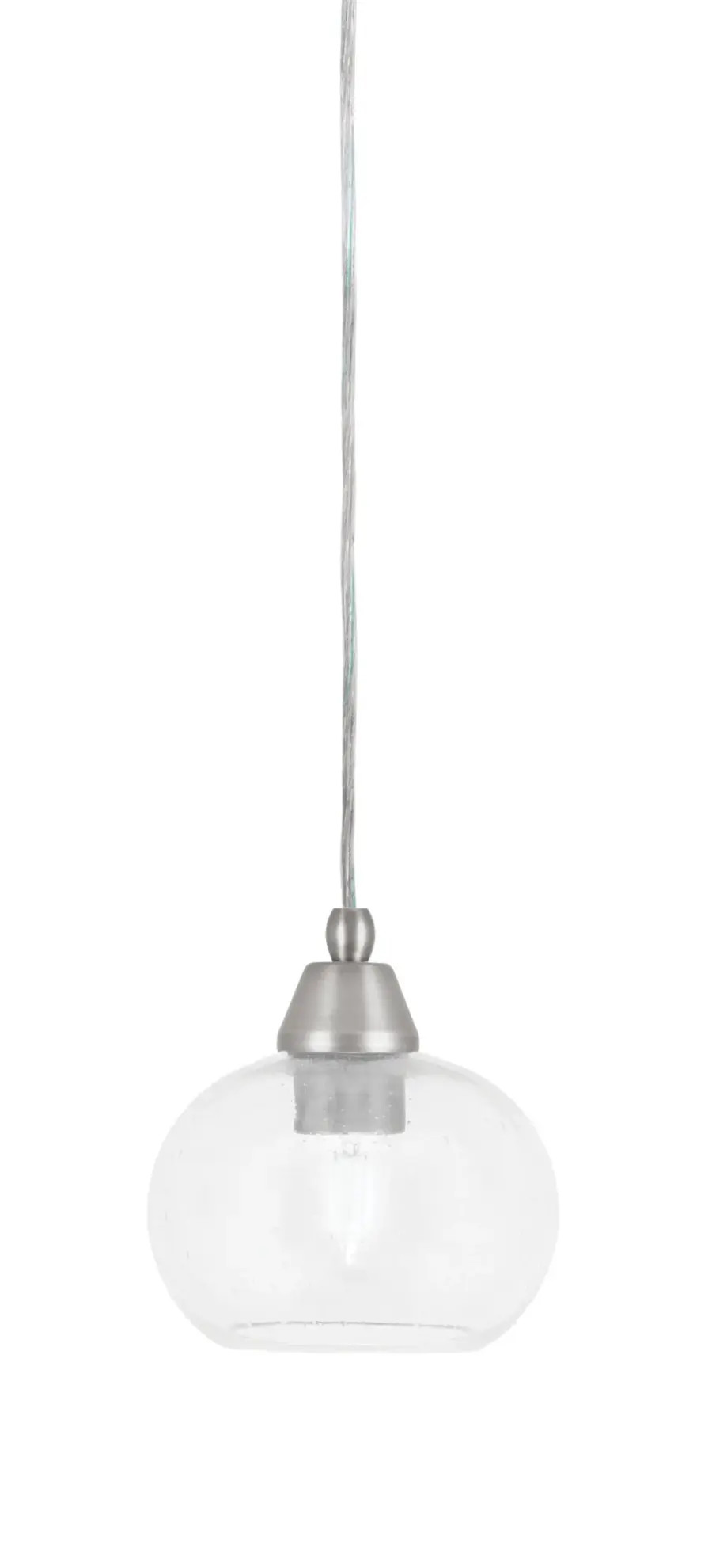 Toltec Lighting Cord Mini Pendant with Clear Bubble Glass