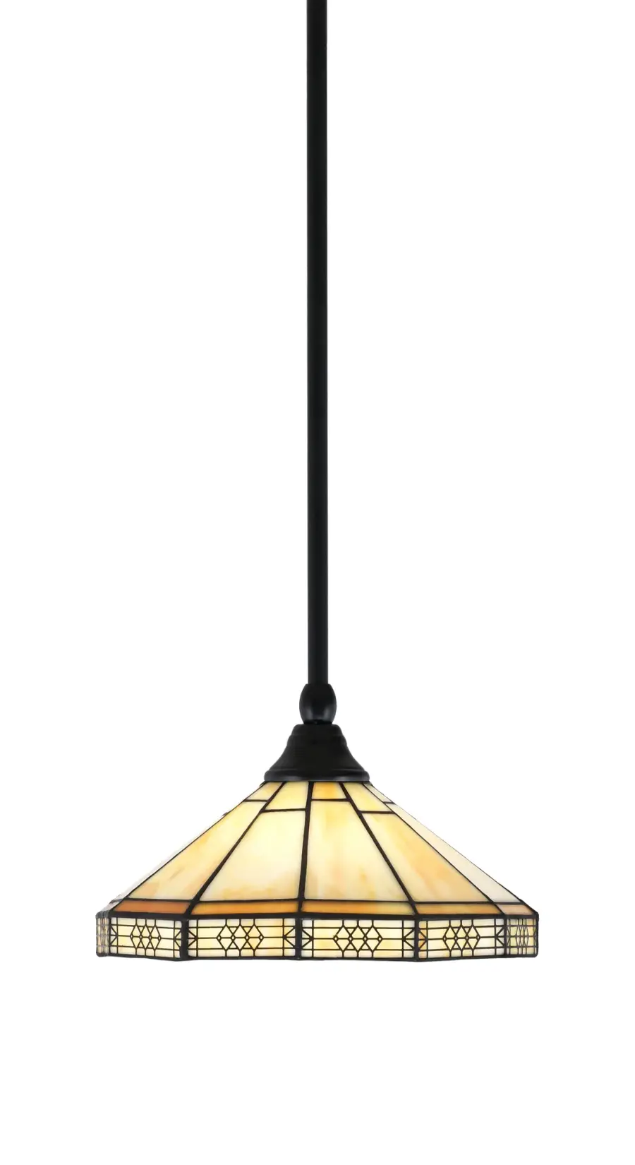 Any One Light Mini Pendant in Matte Black with Mission Art Glass