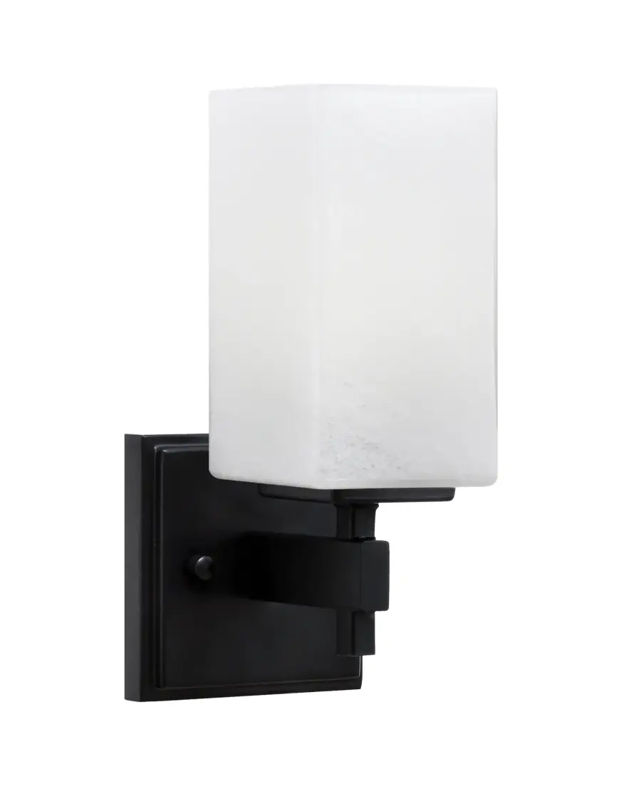 Corbin Wall Sconce - Matte Black with White Marble Glass - Image 1