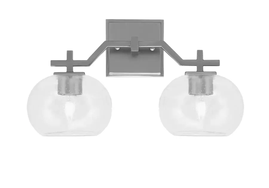 Corbin 2 Light Bath Bar in Graphite with Clear Bubble Glass - Image 1