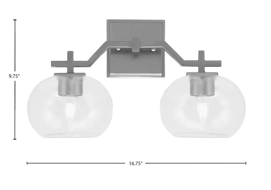 Corbin 2 Light Bath Bar in Graphite with Clear Bubble Glass - Image 2