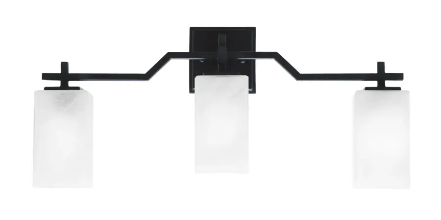 Corbin 3 Light Bath Bar in Matte Black with White Marble Glass - Image 1