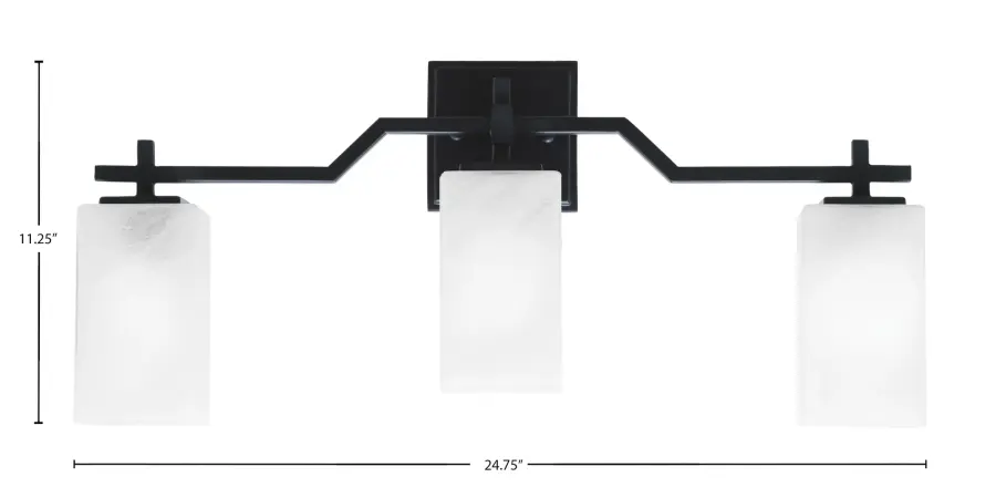 Corbin 3 Light Bath Bar in Matte Black with White Marble Glass - Image 2