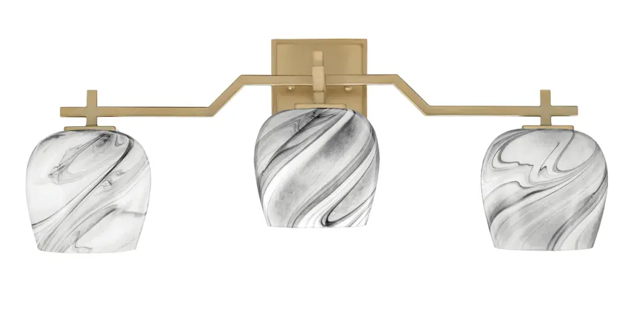 Corbin 3-Light Bath Bar with Onyx Swirl Glass - Image 1