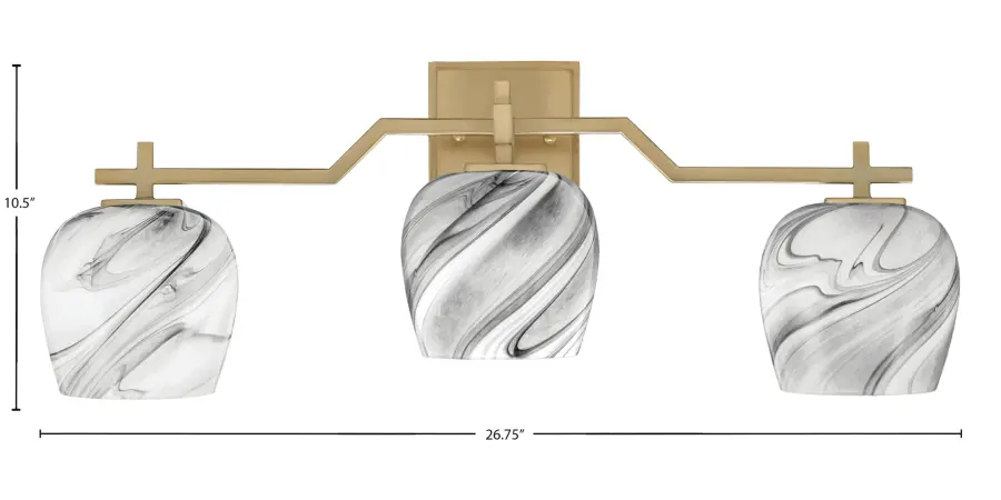 Corbin 3-Light Bath Bar with Onyx Swirl Glass - Image 2