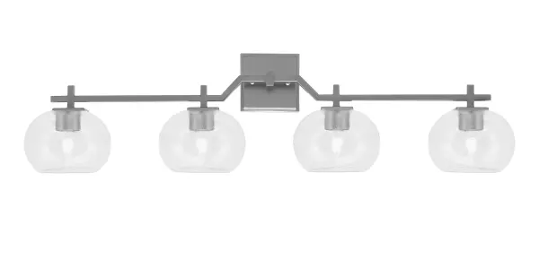 The Corbin 4-Light Bath Bar combines industrial sophistication with functional brilliance. Its Graphite finish and textured bubble glass shades create visual interest while delivering maximum illumination for grooming tasks.