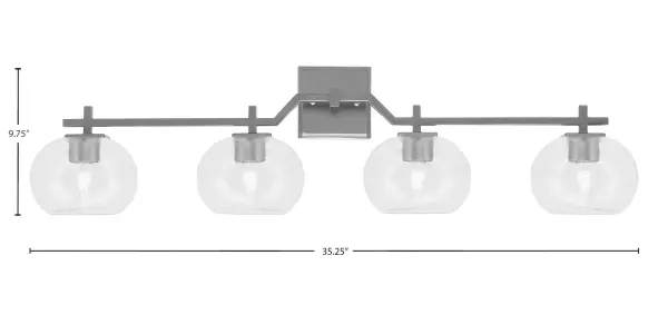 The Corbin 4-Light Bath Bar combines industrial sophistication with functional brilliance. Its Graphite finish and textured bubble glass shades create visual interest while delivering maximum illumination for grooming tasks. - alternate view