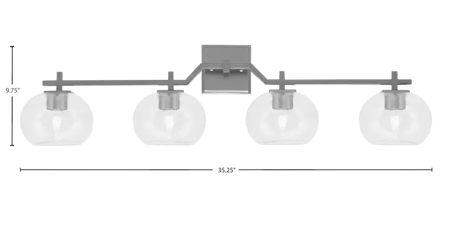 Corbin 4-Light Bath Bar in Graphite with Clear Bubble Glass - Image 2