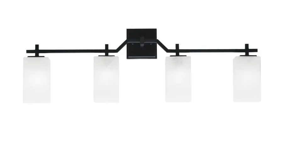 Corbin 4 Light Bath Bar in Matte Black with White Marble Glass - Image 1