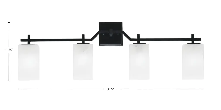 Corbin 4 Light Bath Bar in Matte Black with White Marble Glass - Image 2