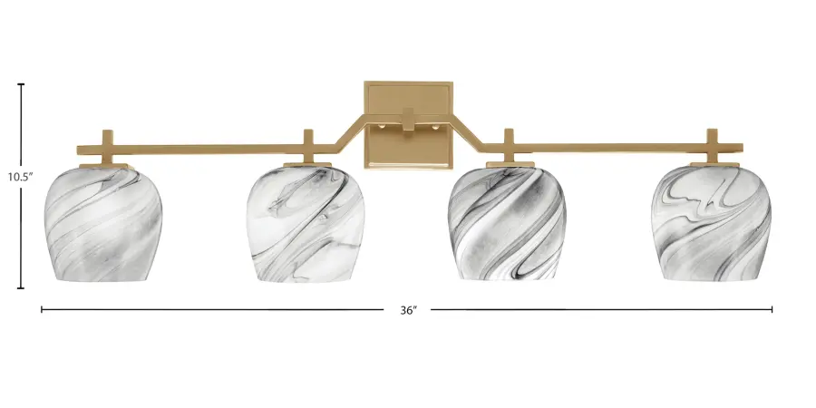 Corbin 4-Light Bath Bar in New Age Brass with Onyx Swirl Glass - Image 2