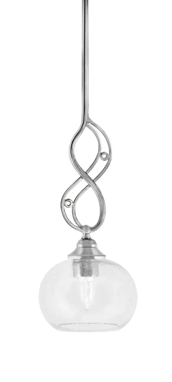 Introducing the Elegant Jazz Stem Hung Mini Pendant, Perfectly Designed With a Hang Straight Swivel to Ensure Effortless Installation. This Stylish Pendant Features a Striking Chrome Finish That Adds a Touch of Modern Sophistication to Any Room. Its Unique 7" Clear Bubble Glass Shade Creates a Beautiful Ambient Glow, Making It Ideal for Dining Areas, Entryways, or Living Spaces. Collection: Jazz Rooms: Bar,Bathroom, Bedroom, Dining Room, Entry / Foyer / Hallway, Game Room, Kitchen Finish: Chrome Glass: 7" Clear Bubble Width: 7.00" Height: 16.50" Weight: 4.00 lb Chain: 2' Wire: 96" Rod: 1-6", 3-12" Number of Bulbs: 1 Maximum Wattage: 100.00 W Bulb Type: E26 Bulb Base: E26 Medium Light Source: LED Voltage: 120.00 V Material: Steel,Glass Country of Origin: China Safety Listing: UL/CUL Safety Rating: Dry Connection: Hardwired LED Manufacturer Warranty: 1 Year Instructions
