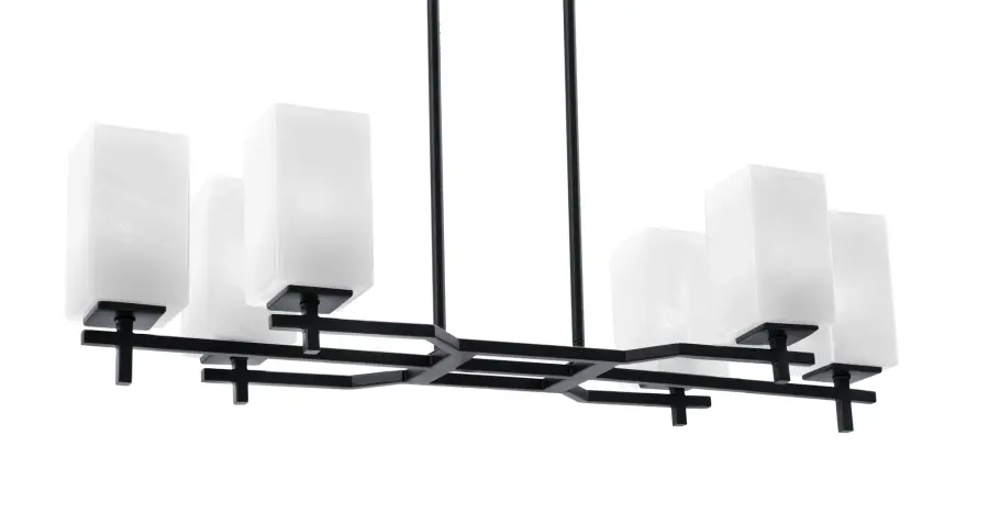 Corbin 6-Light Island Light in Matte Black with White Marble Glass - Image 1
