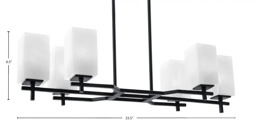 Corbin 6-Light Island Light in Matte Black with White Marble Glass - Image 2