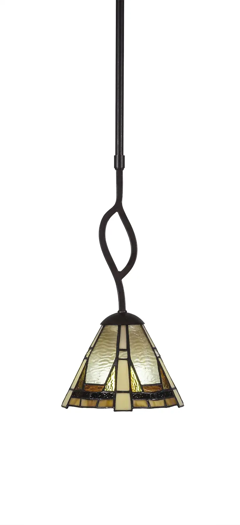 Revo Stem Hung Mini Pendant with Zion Art Glass - Image 1