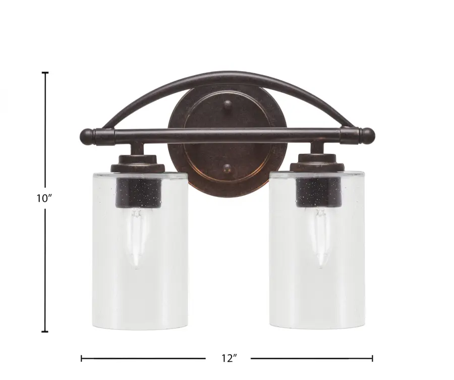 Marquise 2-Light Bath Bar in Dark Granite with Clear Bubble Glass - Image 2