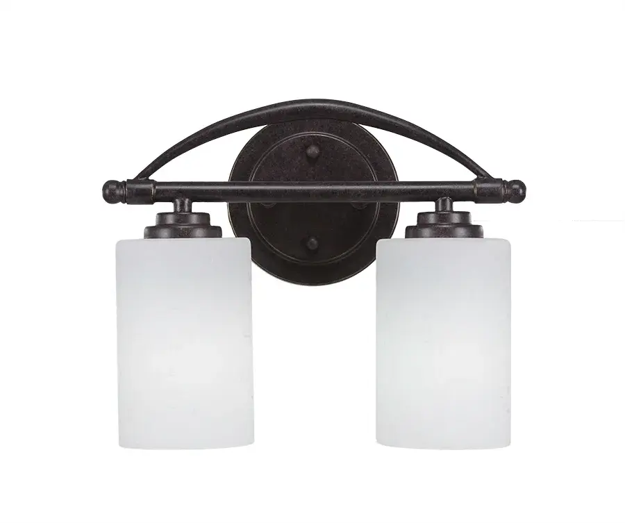 Marquise 2-Light Bath Bar in Dark Granite with White Muslin Glass - Image 1