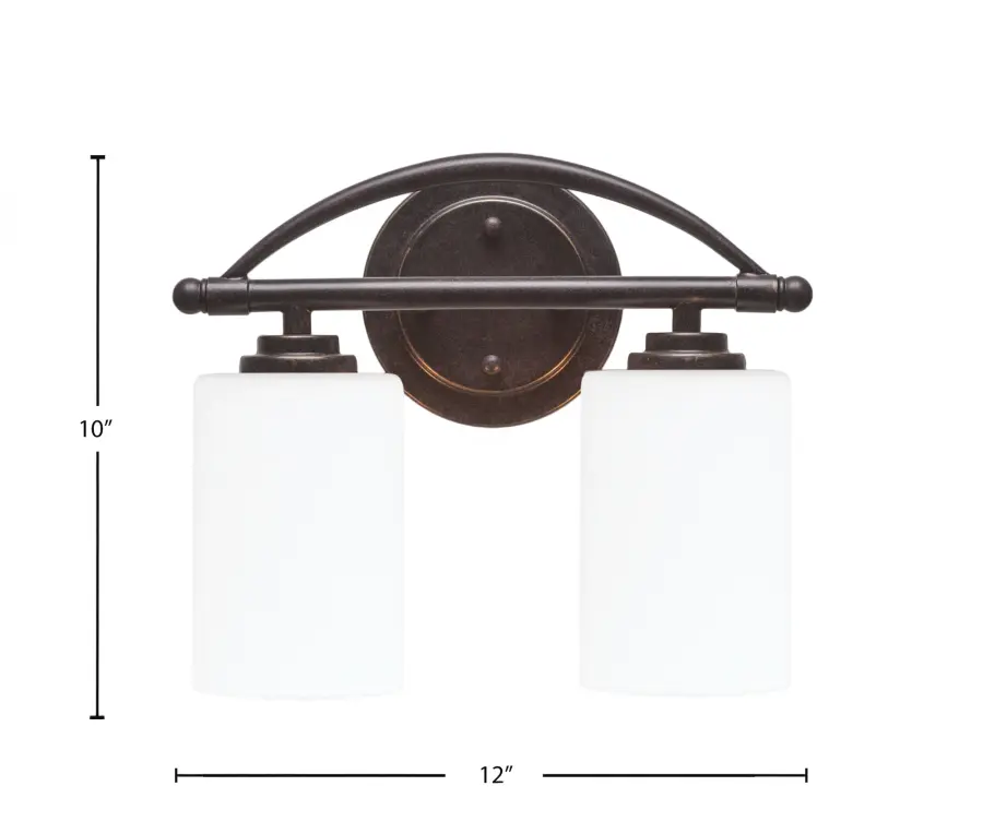 Marquise 2-Light Bath Bar in Dark Granite with White Muslin Glass - Image 2