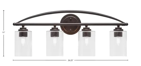 The Marquise bath bar combines a sophisticated dark granite finish with unique clear bubble glass shades, creating visual interest while providing excellent task lighting for bathrooms of all styles. - alternate view